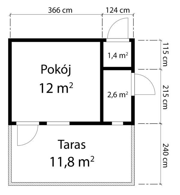 DOMEK "MAGNOLIA" Z BALI PROFILOWANYCH 16 m2